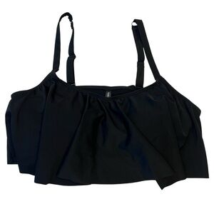 Torrid Black Swim Top Plus Size 1 Flowy‎ Ruffle Tankini Swimwear